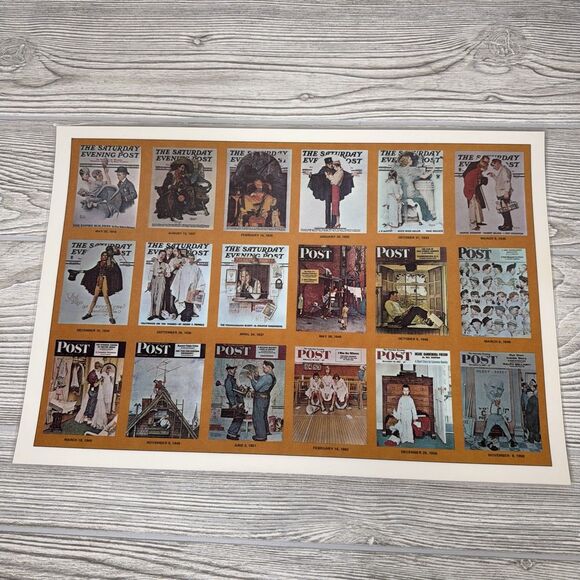 Norman Rockwell Saturday Evening Post Laminated Placemats Lot Of 6 Vintage 1970s - Picture 5 of 13